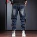Men’s Slim-Fit Cargo Jeans – Vintage Workwear Style With Stretch & Contrast Paneling, Street-Ready Tapered Leg_mkmklike.com