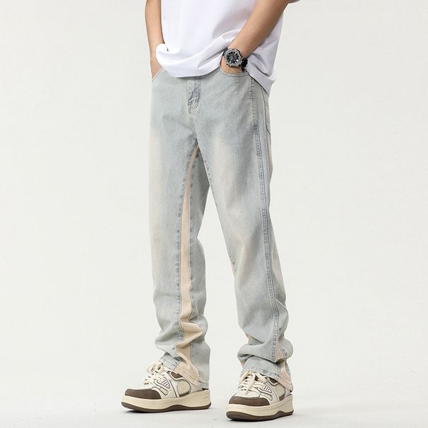Nordmann Patchwork Vintage Jeans Men Autumn Winter Trendy Straight Loose Slimming Long European American Style High Street Casual_mkmklike.com