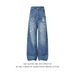 Distressed Ripped Denim Jeans For Men And Women, Vintage Washed Baggy Cargo Pants, Oversized Straight Leg Joggers_mkmklike.com
