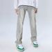Men's 2026 American Style Washed Distressed High Street Loose Straight Leg Jeans Yellow Mud Dye Trendy New Style_mkmklike.com