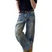 Men's Trendy Loose Straight Leg Jeans High Street Style Vibe American Retro Washed Distressed Curved Trousers_mkmklike.com