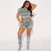 Women's Stretch Denim Two-Piece Set - Fashion Matching Outfit, Casual Leisure Suit_mkmklike.com