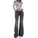 Women's Clothing Denim Jeans Low Waist Vintage Washed Women's Low-Rise Bootcut Jeans - Retro Distressed Denim Pants With Straight Fit & Flared Hem_mkmklike.com
