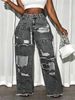 Men's High Waist Trendy Hip Hop Loose Straight Leg Casual Trousers Distressed Design American Street Style_mkmklike.com