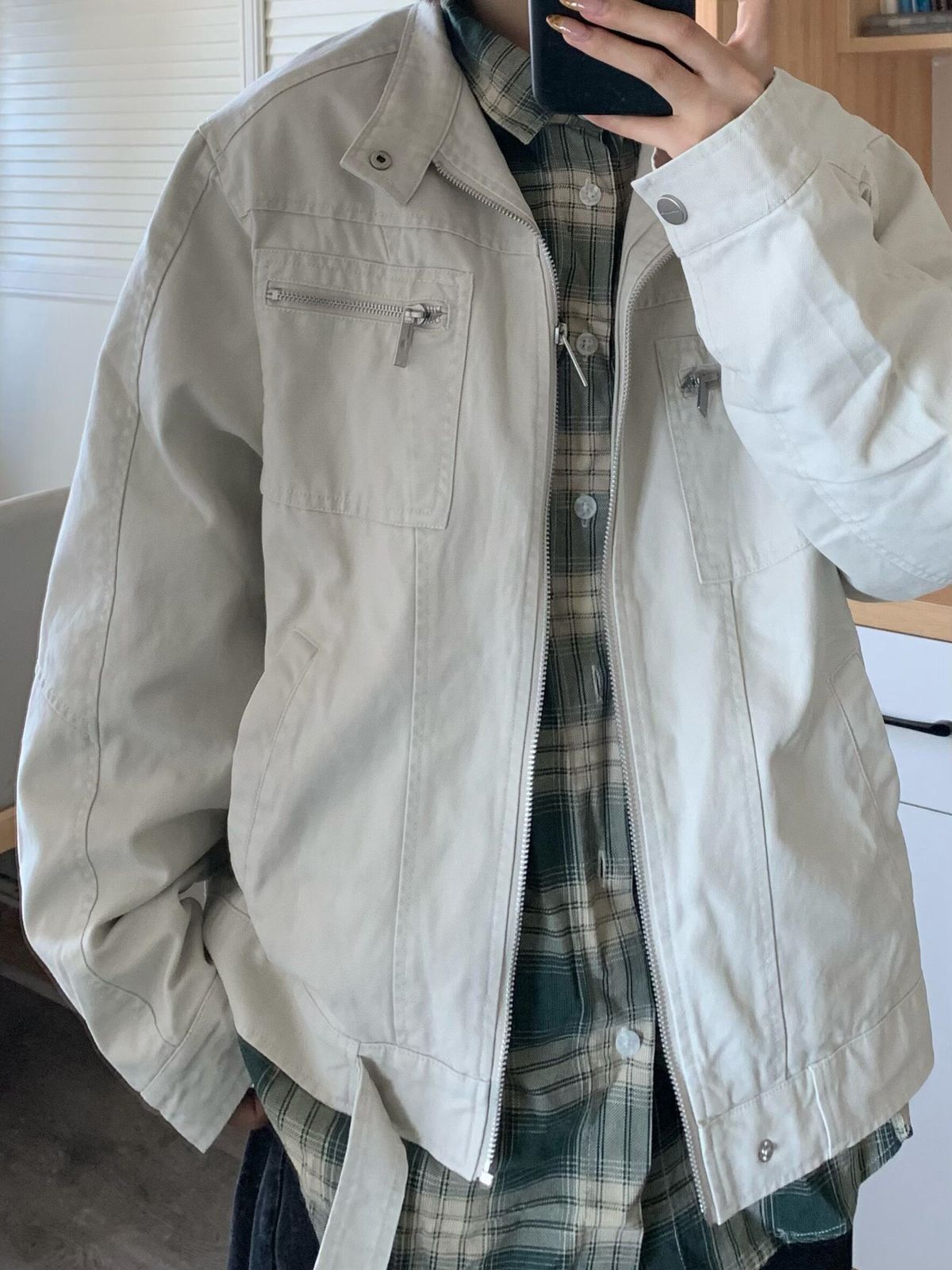 Men's Clothing Spring And Autumn Style High Stand Collar Workwear Jacket For Couples_mkmklike.com