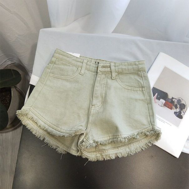Women's High-Waisted A-Line Denim Shorts Summer American Style Hot Girl Loose Fit Slimming Wide Leg Frayed Hem Hot Pants_mkmklike.com