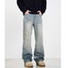 Vintage Washed Straight-Leg Jeans – Retro Stretch Denim Pants For Men & Women (S-3XL, Mid-Rise, Button Fly, Light Blue)_mkmklike.com