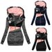 Women's Clothing women's sweatshirt zipper color matching print hooded long sleeved jacket_mkmklike.com