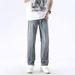 Men's Stretch Jeans Wear Archer0603 American Style Washed Distressed Yellow Mud Dyed High Street Straight Leg Pants Summer Trendy_mkmklike.com