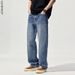 Men's Loose Fit High Street Straight Leg Jeans - Vintage Washed Denim Pants For Casual Streetwear_mkmklike.com