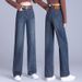 Slim-fit Wide-leg Jeans For Women, New Autumn Fashion, Stylish And Popular Pa, Thickened High-waisted Straight-leg_mkmklike.com