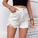 Women's Clothing Ins New Casual High Waist Raw Edge Hole Denim Shorts_mkmklike.com