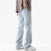 LKTM Men's Clothing # New American-style Yellow Mud-dyed Flared Jeans For Men, Vibe Trendy Brand, Drawstring, Loose Fit,_mkmklike.com