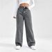 Women’s Tall Flared Jeans – High-Waisted Cotton Denim With Vintage Grey Wash_mkmklike.com