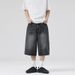 2025 2025 Summer American Lightning Crack Black Grey Jeans Men's Straight Tube Loose Wide Leg Shorts Y2k Street Hip Hop Sevens_mkmklike.com