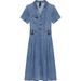 Fashionable And Elegant POLO Collar Denim For Women's Summer 2025 New Slim Fit Temperament Mid Length Dress_mkmklike.com