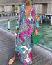 Women's 2023 spring V Neck Loose Long Sleeve Printed Dress _mkmklike.com