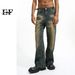 EF JEANS | 2023 Autumn And Winter New Retro Washed Drape Loose Jeans Men's Black Straight Wide-leg Pants_mkmklike.com
