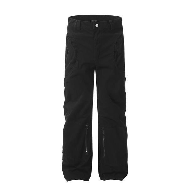 Men's Cargo Jeans Trendy Brand High Street Large Pocket Design Zipper Decoration Personality Loose Straight Long Pants_mkmklike.com