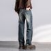 Elastic Autumn New Jeans Men's Fit Straight Loose Trendy Brand American Washed Middle Waist Youth American Retro_mkmklike.com