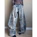 American Retro Style Plus-size Washed Distressed Scythe Design Jeans For Women, Street Style, Loose Fit, Slimming,_mkmklike.com