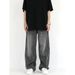 Vintage-Inspired High-Waisted Straight Leg Jeans Relaxed Fit Smoky Grey Washed Denim Elastic Waistband Floor-Length Hem for Men And Women_mkmklike.com
