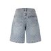 Men's Summer Trendy Loose Jacquard Denim Shorts American Style Washed Retro Distressed Five Point Pants_mkmklike.com