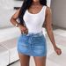 Women's Clothing Denim Skinny Mini Skirt With Drawstring_mkmklike.com
