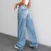 Women's High-Waisted Flared Jeans – Stretch Denim | Wide Leg | Summer Lightweight | S-XL | Vintage Washed Blue_mkmklike.com