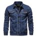 Loom Men's Turn-Down Collar Buttoned Slim Fit Denim Jacket Coat_mkmklike.com
