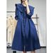 ELLE ELLE Spring Outfit Japanese Style Fashionable Age-Reducing Waist-Slimming Elegant Denim Dress_mkmklike.com