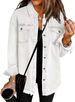 Women's Distressed Denim Shirt Jacket With Raw Hem - Vintage Washed Cotton Overshirt For Casual Streetwear_mkmklike.com