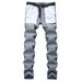 Men's Slim Fit Stretch Denim Jeans - Classic Straight Leg With Comfort Elastic Waist (Size 28-42, Vintage Wash 6150)_mkmklike.com