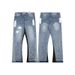 Cross Border European And American Ink Splash Graffiti Micro Flared Casual Loose Jeans Long Pants Men And Women Trendy Casual Stitching Trousers_mkmklike.com