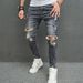 2023 Men's Slim Fit Jeans Knee Wear Stretch Casual Midweight Wide Leg Pants Black Blue mid Waist Machine Washable_mkmklike.com
