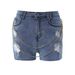 Women's Clothing Fashion Chain Stitching Ripped Tight Denim Shorts_mkmklike.com
