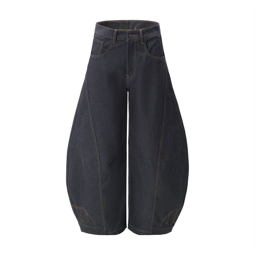 Men's Loose Wide-Leg Pocketed Cargo Jeans With Unique Design And Deconstructed Stitching_mkmklike.com