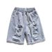 Men's Clothing Thin Five Point Denim Shorts Trendy Ripped Slim Casual Trendy Brand Breeches Pants_mkmklike.com