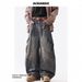 Men's Clothing Retro Workwear Jeans For Men - Relaxed Straight Leg, Distressed Denim Pants, Vintage Style Casual Trousers (Blue, S-3XL)_mkmklike.com