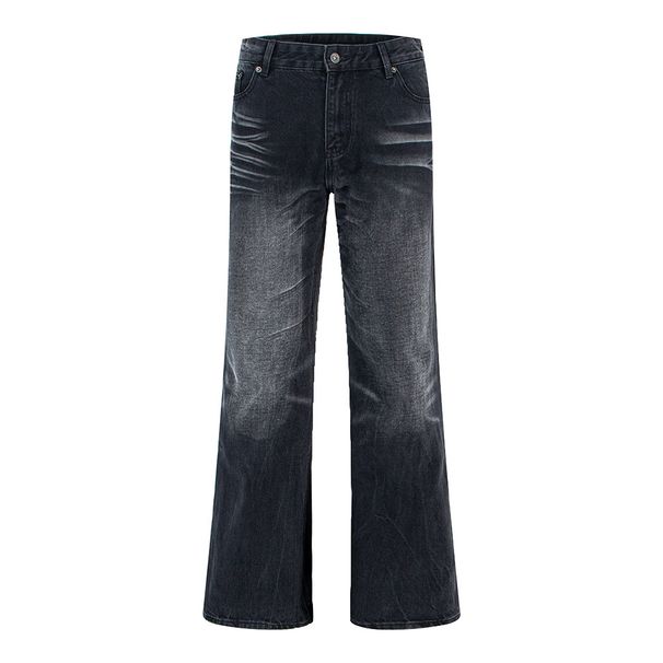 Vintage Washed Straight-Leg Jeans - Classic American Distressed Denim With Cat Whiskers, Unisex Timeless Versatility_mkmklike.com