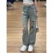 Ripped Diamond Straight Jeans For Women 2025 Summer Thin Style Pear Shaped Body Loose Slim Narrow Version Wide Leg_mkmklike.com