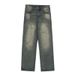 Vintage Washed Denim Jeans – High Street Distressed Straight Fit (S-XXL) – Retro Mud Wash & Ripped Details – Unisex Streetwear_mkmklike.com
