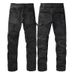 Men's Distressed Rhinestone Jeans – Vintage Washed Denim, Relaxed Straight Fit (Unisex, Heavyweight Cotton, Size 30-46, Streetwear Essential)_mkmklike.com