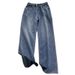 Women's Clothing Vintage High-Waisted Flare Jeans For Women - Stretchy Denim Wide-Leg Trousers With Comfort Fit, Retro Blue_mkmklike.com