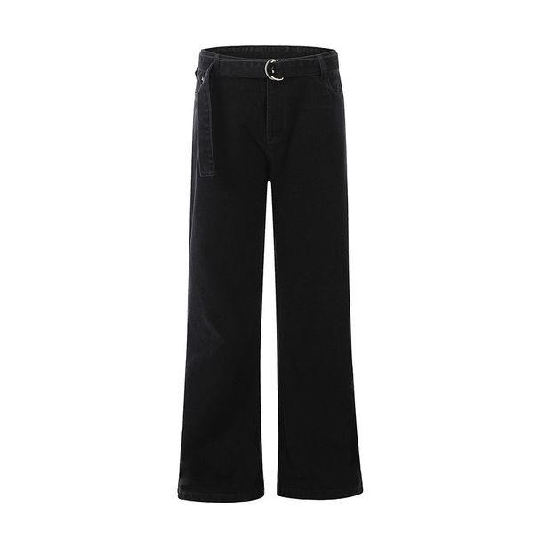 American Style Solid Color Loose Belted Straight Long Pants Men's Vibe Trendy Brand Versatile Simple Casual Wide-Leg_mkmklike.com