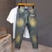 Spring And Summer American Yellow Mud Jeans Men's Heavy And Old Retro Washing Jeans Men's 3D Embossed Fat Jeans_mkmklike.com