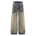 Punk Wasteland Heavy-Duty Distressed Washed Jeans Street Niche Loose Wide-Leg Floor-Length Pants For Men_mkmklike.com