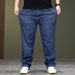 Large Size Men's Spring And Summer Simple Embroidery Fat Jeans Men's Elastic Straight Business Jeans Men's Menswear_mkmklike.com