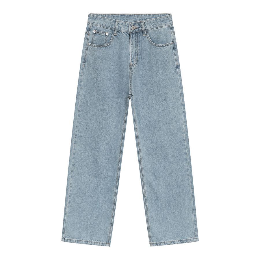 EF JEANS | 2024 New Product, Hong Kong Style Straight Tube, Simple Classic Basic Versatile Washed Light-colored Jeans Tide_mkmklike.com