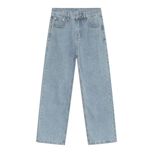 EF JEANS | 2024 New Product, Hong Kong Style Straight Tube, Simple Classic Basic Versatile Washed Light-colored Jeans Tide_mkmklike.com